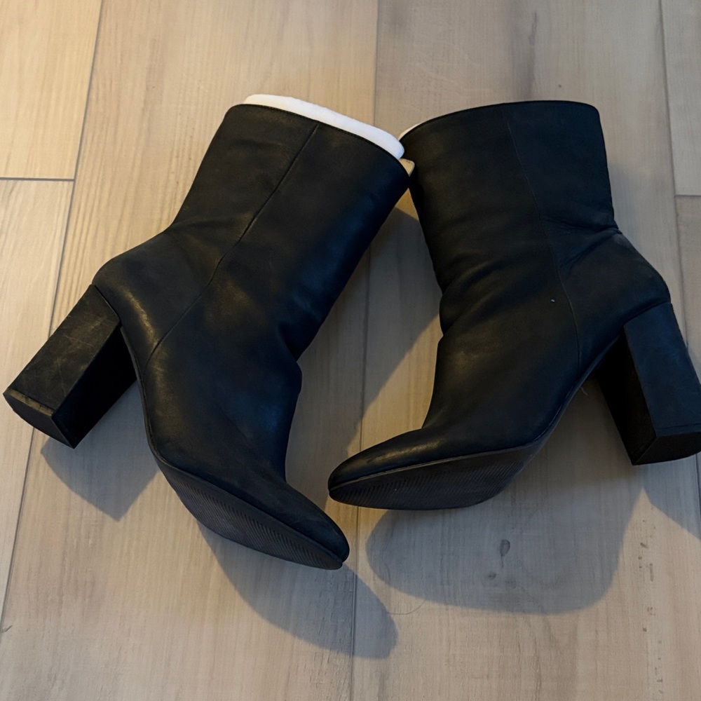 Black Leather Ankle Boots